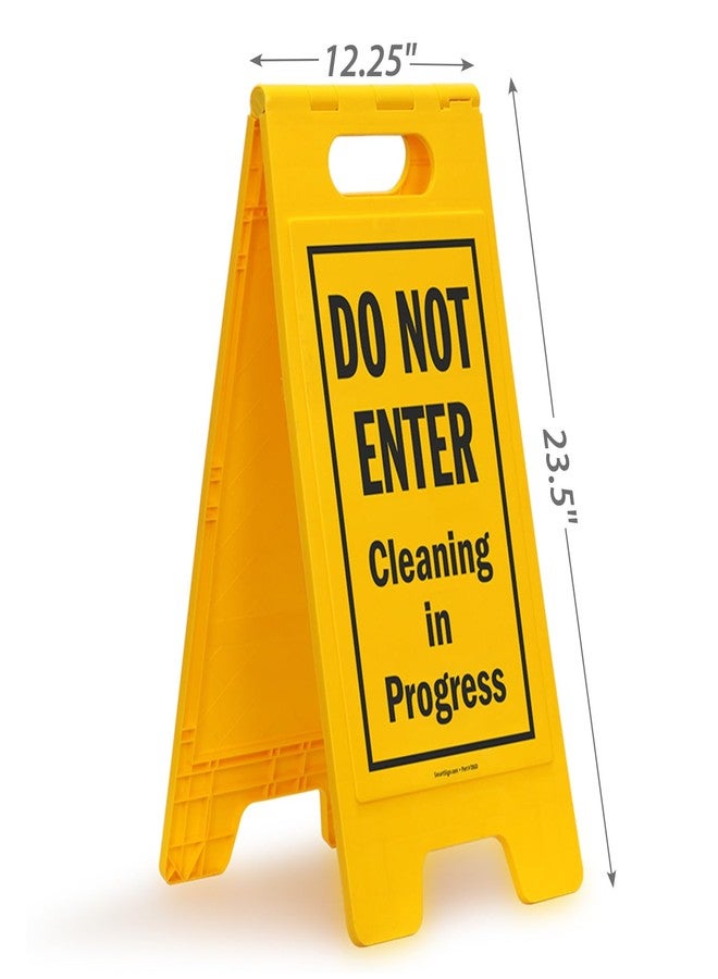 SmartSign 25 x 12 inches Do Not Enter - Cleaning In Progress 2-Sided Folding Floor Sign, Digitally Printed Polypropylene Plastic, Black and Yellow - Image 3